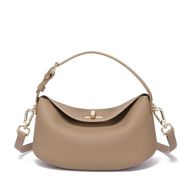 Genuine Leather Minimalist Crossbody Bag – Small Luxury Fashion Handbag & Shoulder Bag for Women (24×11×11cm)
