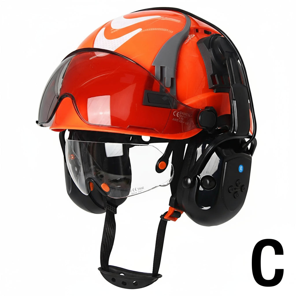 Safety Helmet With Bluetooth Earmuffs Double Visors Reflective Stickers by Snagg A Safety Helmet