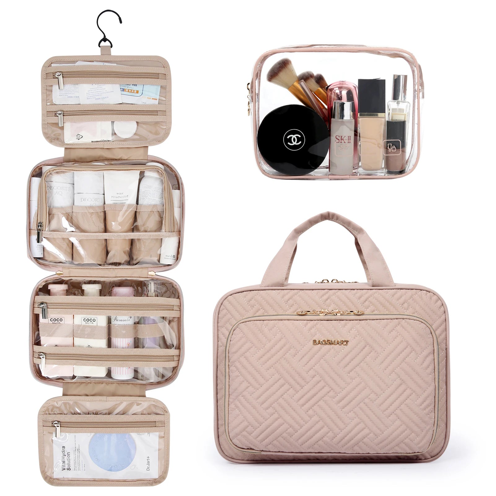 2-Piece Multifunction Makeup & Cosmetic Bag Set – Large Capacity Portable Travel Organiser for Women