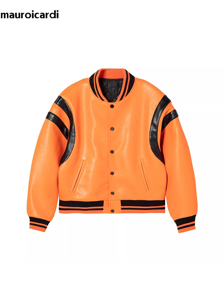 Purple & White Patchwork PU Bomber Jacket by Snagg A Jacket