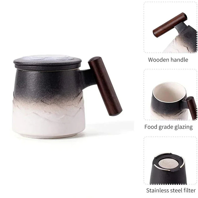 Ceramic Tea Mug with Wooden Handle by Snagg A Cup