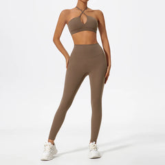 Women's 2-Piece Ultra-Soft Long Sleeve Gym Set | Sports Bra Yoga Running Workout Suit Activewear