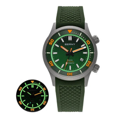 BERNY Titanium Diver’s Watch – Miyota 8215 | 200M (Silicone Strap) - SnaggIt