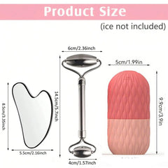 Ice Face Roller & Stainless Steel Gua Sha Tool Set