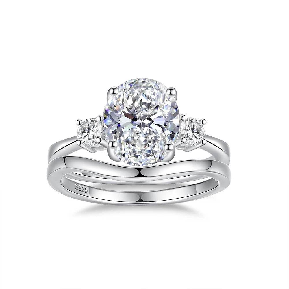 2ct Oval Moissanite Double Ring Set - SnaggIt