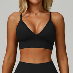 Women's Shockproof Sports Bra | Breathable Push-Up Adjustable Strap Yoga Gym Workout Crop Top