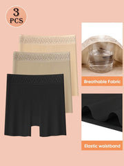 3pcs Women's High-Waist Shaping Shorts - Peach Lift, Tummy Control, Breathable & Comfortable Nylon Blend Underwear in Beige, - SnaggIt