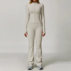 Women's 2/3-Piece Long Sleeve Yoga Suit | Sports Bra Running Workout Gym Tracksuit Athletic Wear