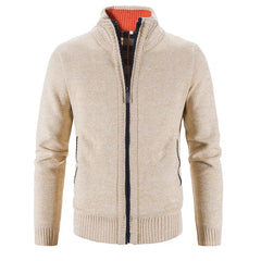 Men’s Single Breasted Knit Cardigan | Slim Fit Mandarin Collar Sweater Coat