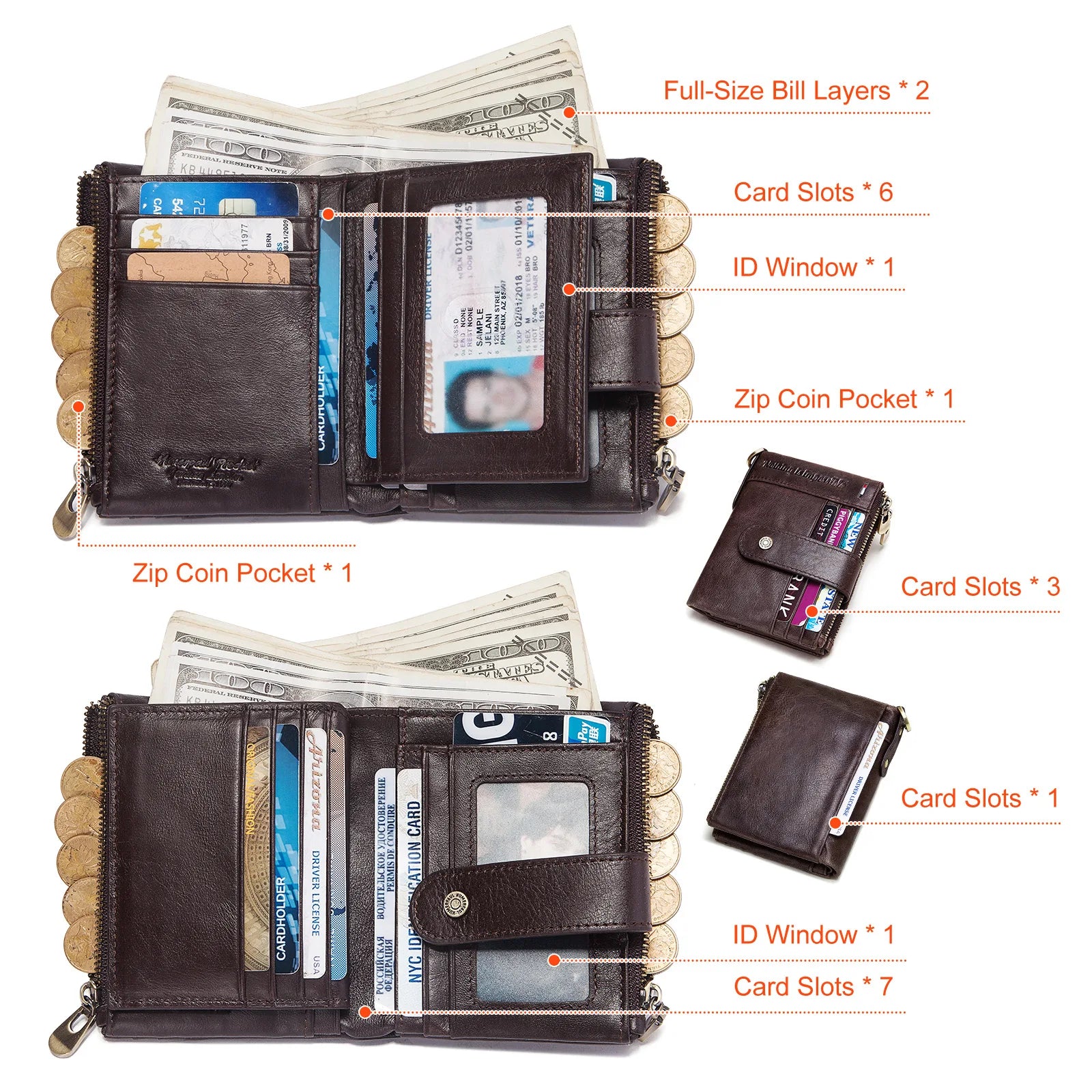 Genuine Leather RFID Cardholder Wallet by Snagg It Wallet