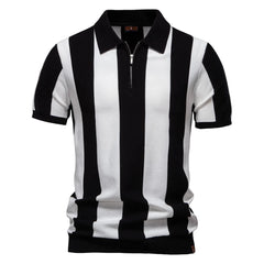 Men's Striped Contrast Panel Polo | 2026 Summer Social Casual Essential