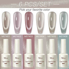 Professional 15ml Magnetic Crystal Cat Eye Gel Collection – 6 Piece High Pigment Red & Pink Reflective System