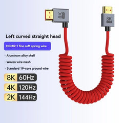 8K/4K Spring Coiled HDMI Cable with Elbow – For Digital Camera, Stabiliser & Monitor