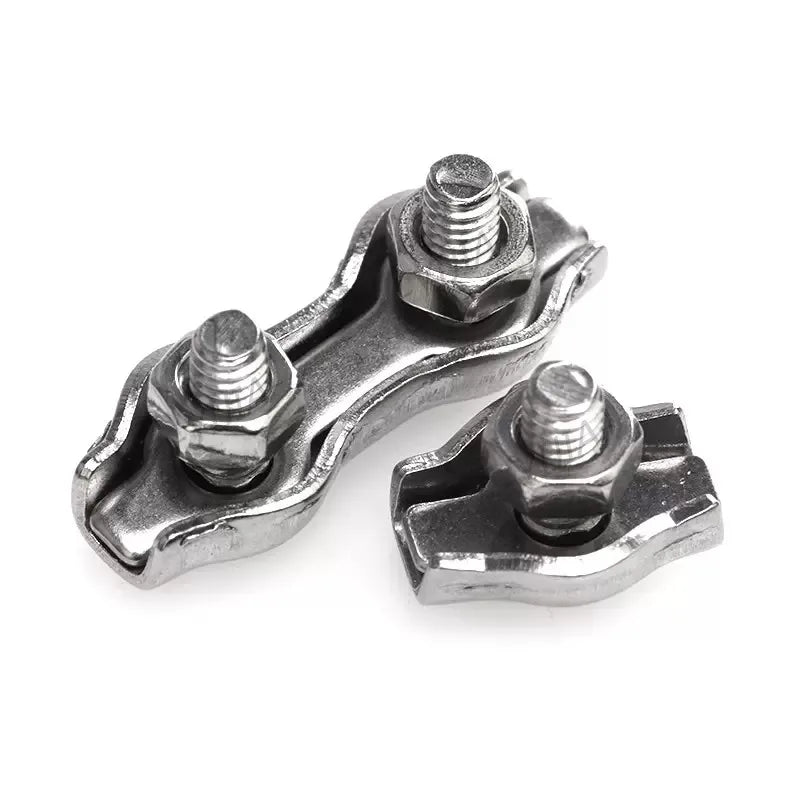 Waterproof Stainless Steel Wire Rope Clips M2–M6 | Single/Double Grip Cable Clamps Chuck Lock 1–5pcs