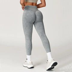 Women's High Waist Ribbed Yoga Leggings | Seamless Scrunch Bum Gym Fitness Workout Tights