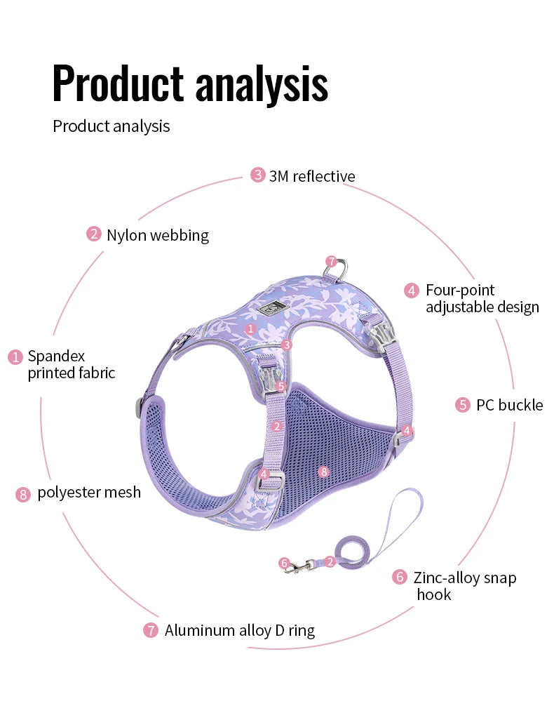 Ultra-Lightweight Breathable Harness & Leash Set by Snagg A Harness