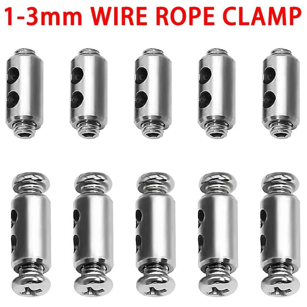 Steel Wire Rope Clamps 1–3mm Double Hole | Suspension Cable Clip Screw Adjustment Telescopic Lock 10pcs
