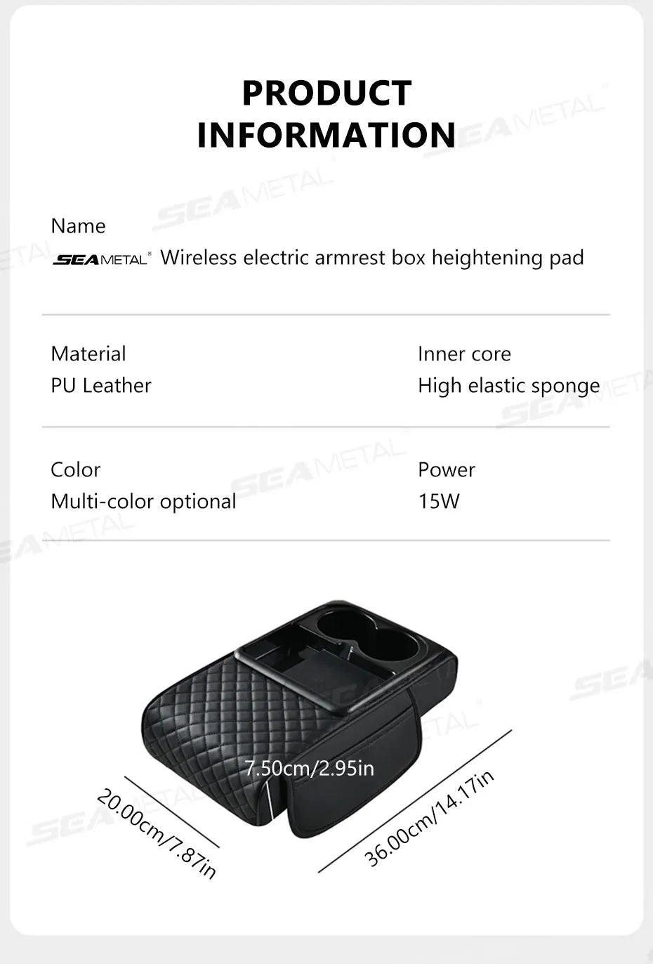 Car Armrest Cushion with Wireless Charging by Snagg An Armrest