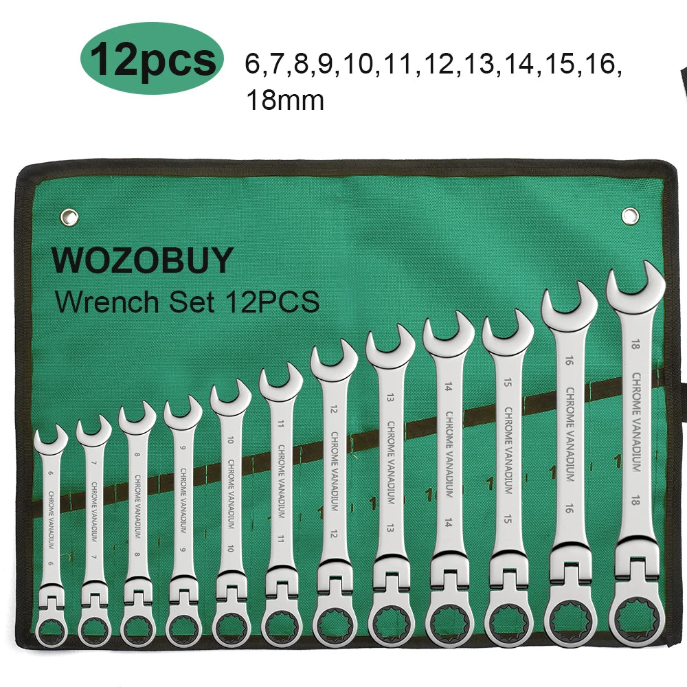 Flex Head Ratchet Spanner Wrench Set (8–22mm) by Snagg A Wrench Set