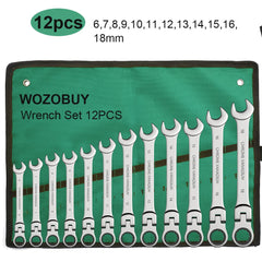 Flex Head Ratchet Spanner Wrench Set (8–22mm) by Snagg A Wrench Set