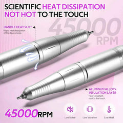 Professional 45,000 RPM V8 Series Electric Nail Drill – High Performance Rechargeable Manicure Station & Power Bank