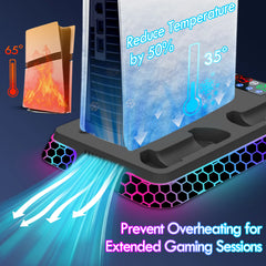 RGB Cooling Station for PS5 Includes Controller Charging Dock and Console Organizer Stand by Snagg A PS Stand