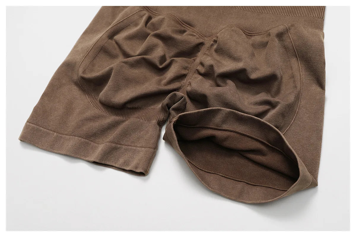 Women's High Waist Lift Butt Yoga Shorts | Sand-Washed Seamless Workout Gym Running Short Pants