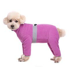 Polar Fleece Dog Jumpsuit – Reflective Closed-Belly Winter Suit for Small Dogs