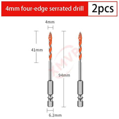 Four Edge Serrated Eccentric Drill Bit Set & High Hardness Multi Material Dry Drilling Bits