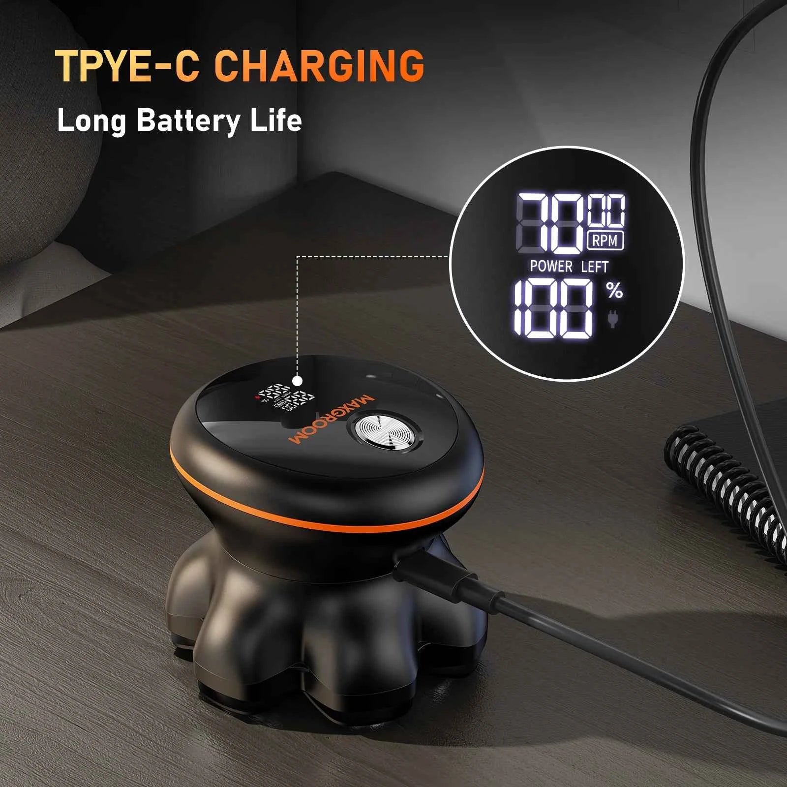 7D Ultimate Magnetic Head Shaver – 0.10mm Ultra Close Bald Shaving System with Integrated LED & IPX6 Waterproofing