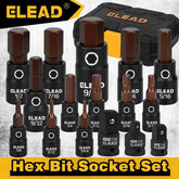 16 Piece SAE Hex Bit Impact Socket Set - Premium S2 Steel 5/64"-9/16" Allen Socket Set with Socket Adapters