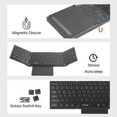 Full Size RGB Backlit Folding Keyboard | Integrated Touchpad & Numeric Keypad