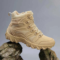 Men's Leather Ankle Boots – Tactical-Style Lace-Up Hiking Boots for Outdoor & Everyday Wear