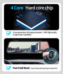 4K Smart Rearview Mirror | Wireless CarPlay & Android Auto Dash Cam