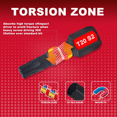 30 Pcs 1" Impact Torx Screwdriver Bit Set – T20/T25/T30 S2 Alloy Steel with Colorful Storage Box