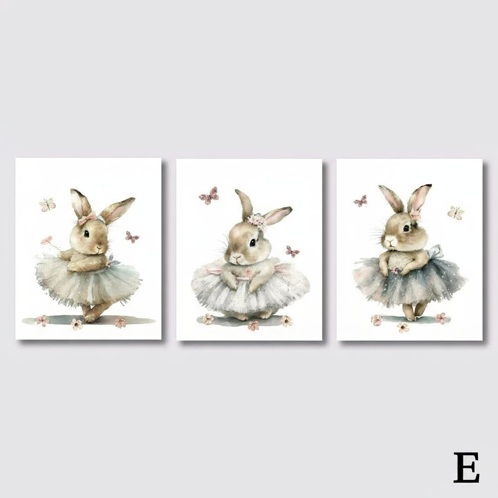 3pcs Ballerina Bunny Canvas Prints by Snagg A Print