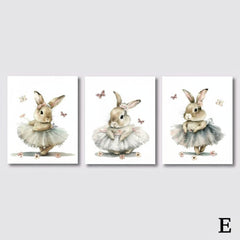 3pcs Ballerina Bunny Canvas Prints by Snagg A Print