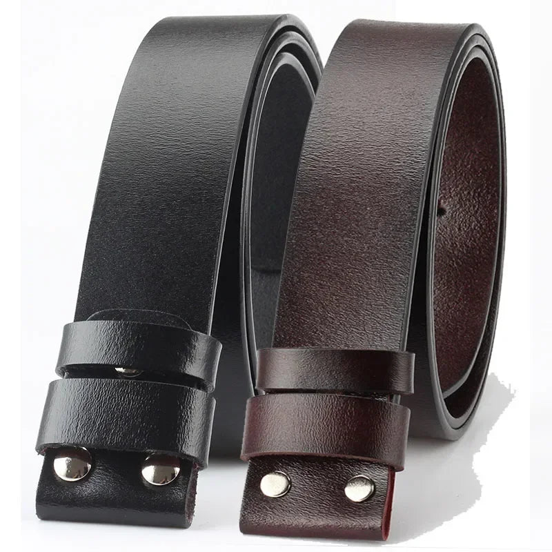 Genuine Leather Belt Strap (No Buckle) — Smooth Cowboy-Style Replacement for Men - Others In Fashion