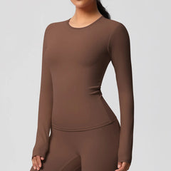 Women's Long Sleeve Yoga Shirt | Push-Up Gym Workout Top Dry-Fit Breathable High Elastic Sports