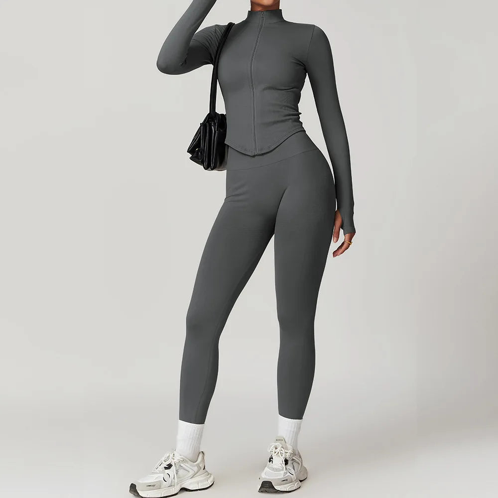 Women's 2/3/4-Piece Seamless Yoga Set | Long Sleeve Tracksuit Sports Bra Gym Leggings Activewear