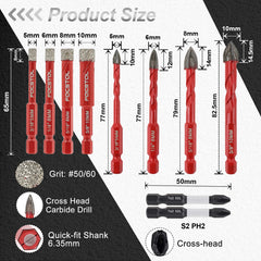 Quick-Connect Dry Drill Core Bit Set | Economy Phillips Spiral Carbide Bit for Tile Marble Granite