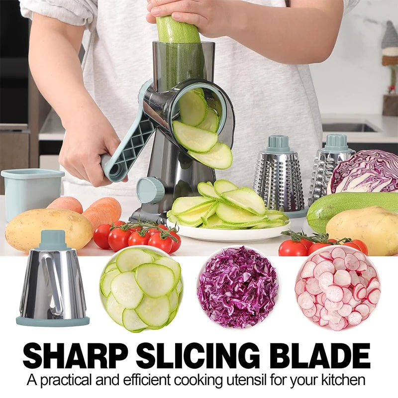 3 In 1 Rotary Cheese Grater And Veggie Slicer For Kitchen by Snagg A Slicer