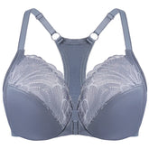 Plus Size Front Closure Lace Underwire Racerback Full Coverage Bra