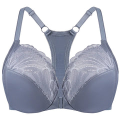 Plus Size Front Closure Lace Underwire Racerback Full Coverage Bra