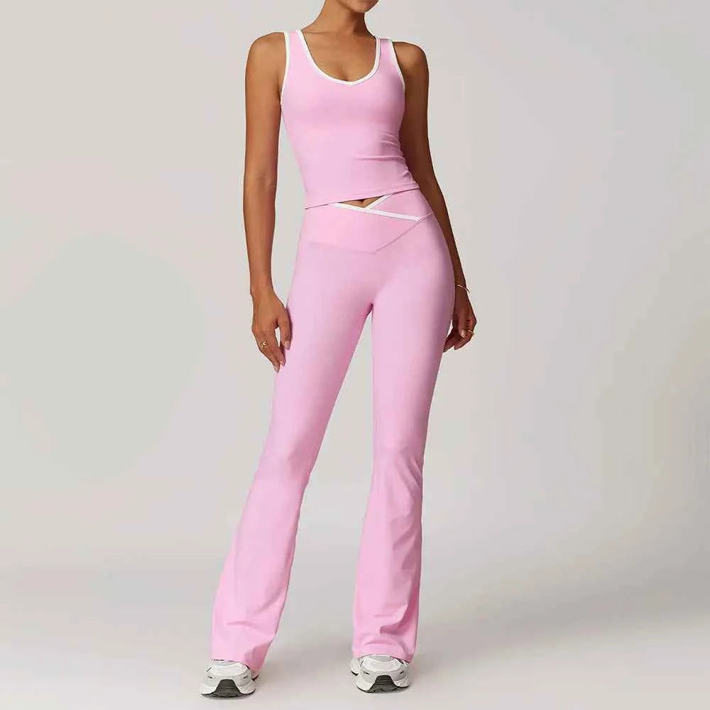Women's 2-Piece Yoga Workout Set | High Waist Leggings & Sports Bra Gym Tracksuit Athletic Wear