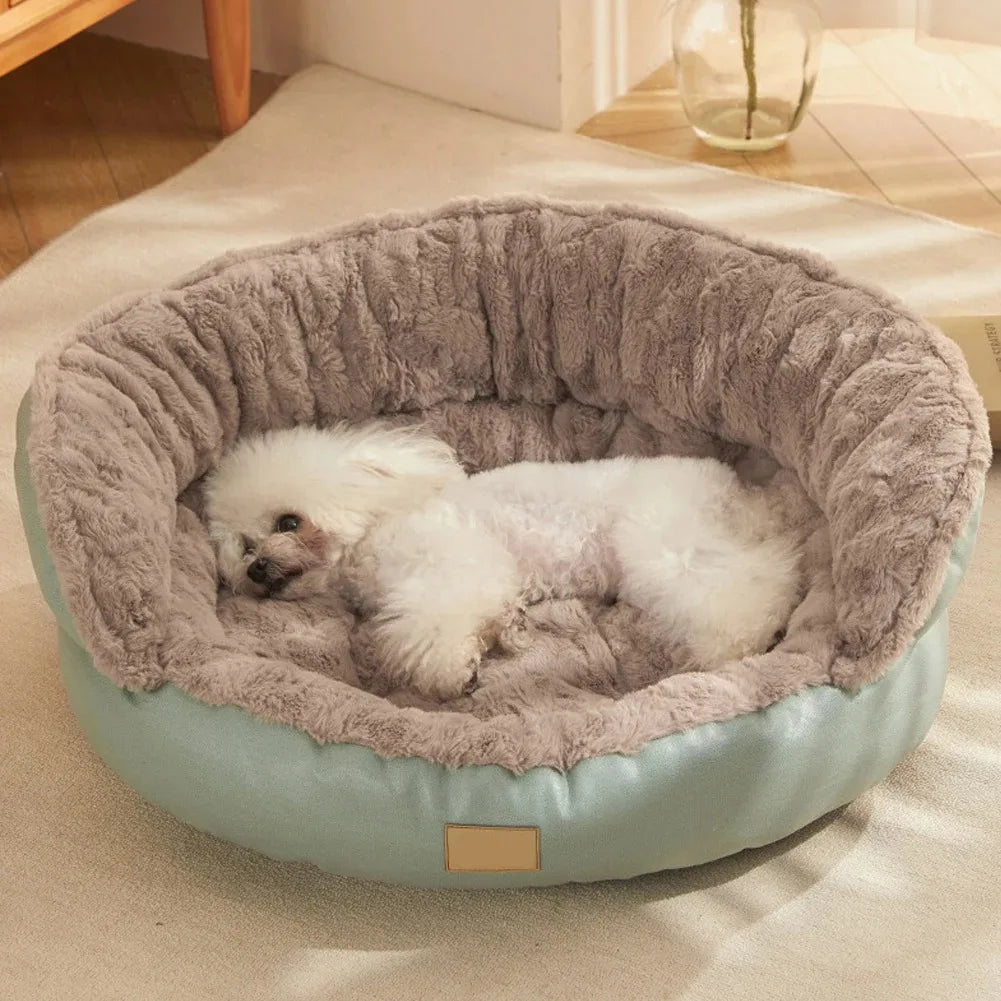 Round Plush Anti-Anxiety Pet Bed by Snagg A Pet Bed