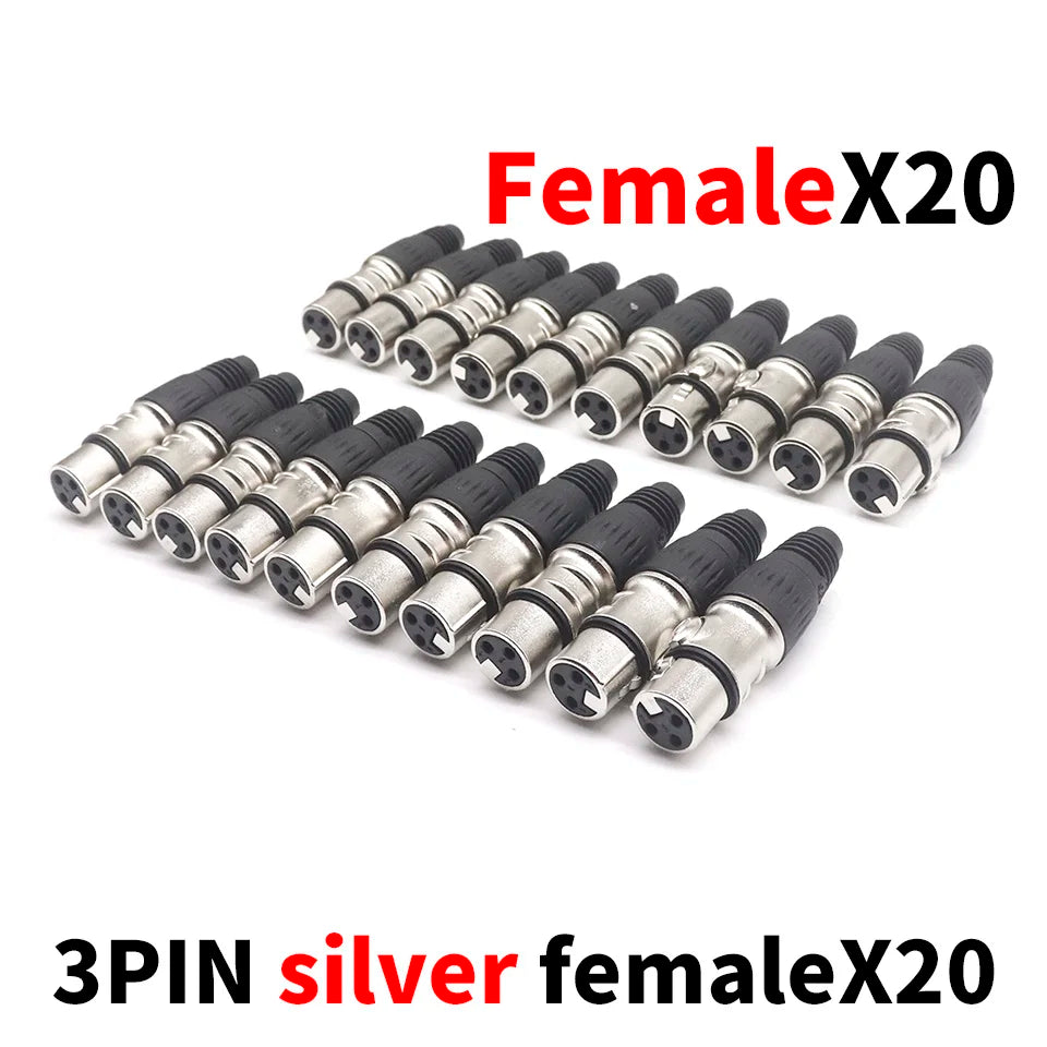 20 Pack XLR 3 Pin Microphone Connectors by Snagg A Cable Plug