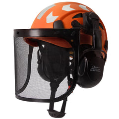 Forestry safety helmet with full face mesh shield and earmuffs – image 11