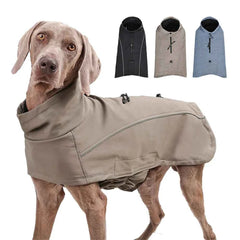 Soft-Shell Waterproof Dog Jacket for Large Dogs – Fleece-Lined Flexible Chest Safety Reflective Outdoor Coat