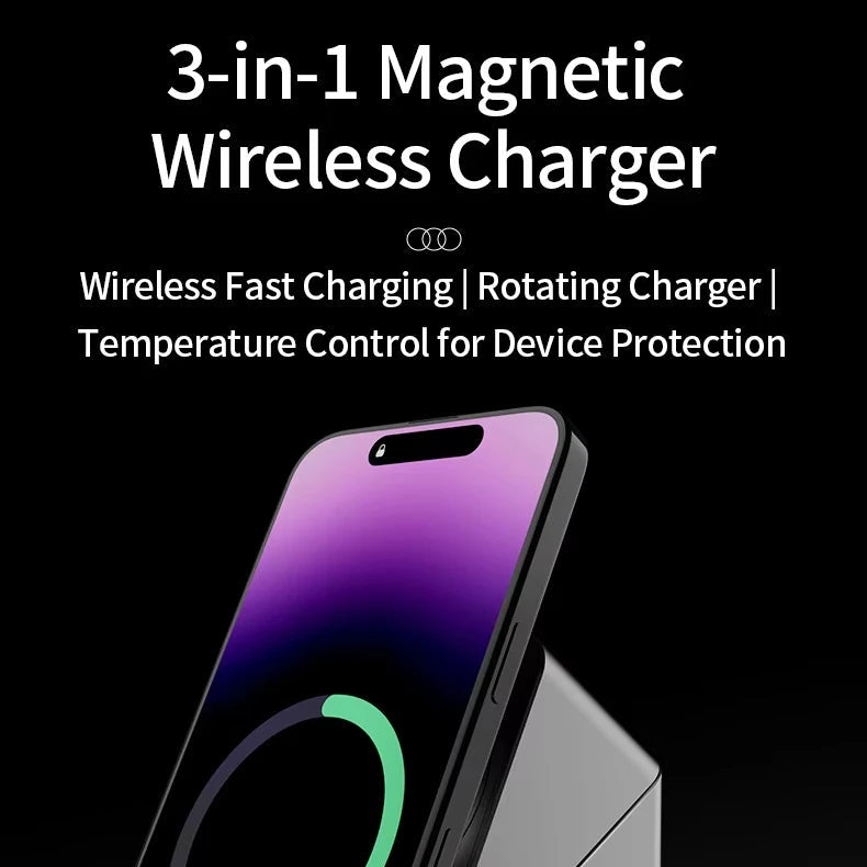 3 in 1 Wireless Charger Rotating Magnetic for Apple by Snagg A Charging Station